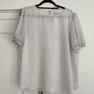 Loft Pokadot Blouse with ruffle sleeves